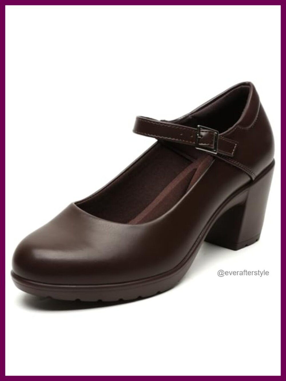 Mary Jane Dress Shoes Chunky Low Block Heels Closed Toe Work Pumps Faux Leather